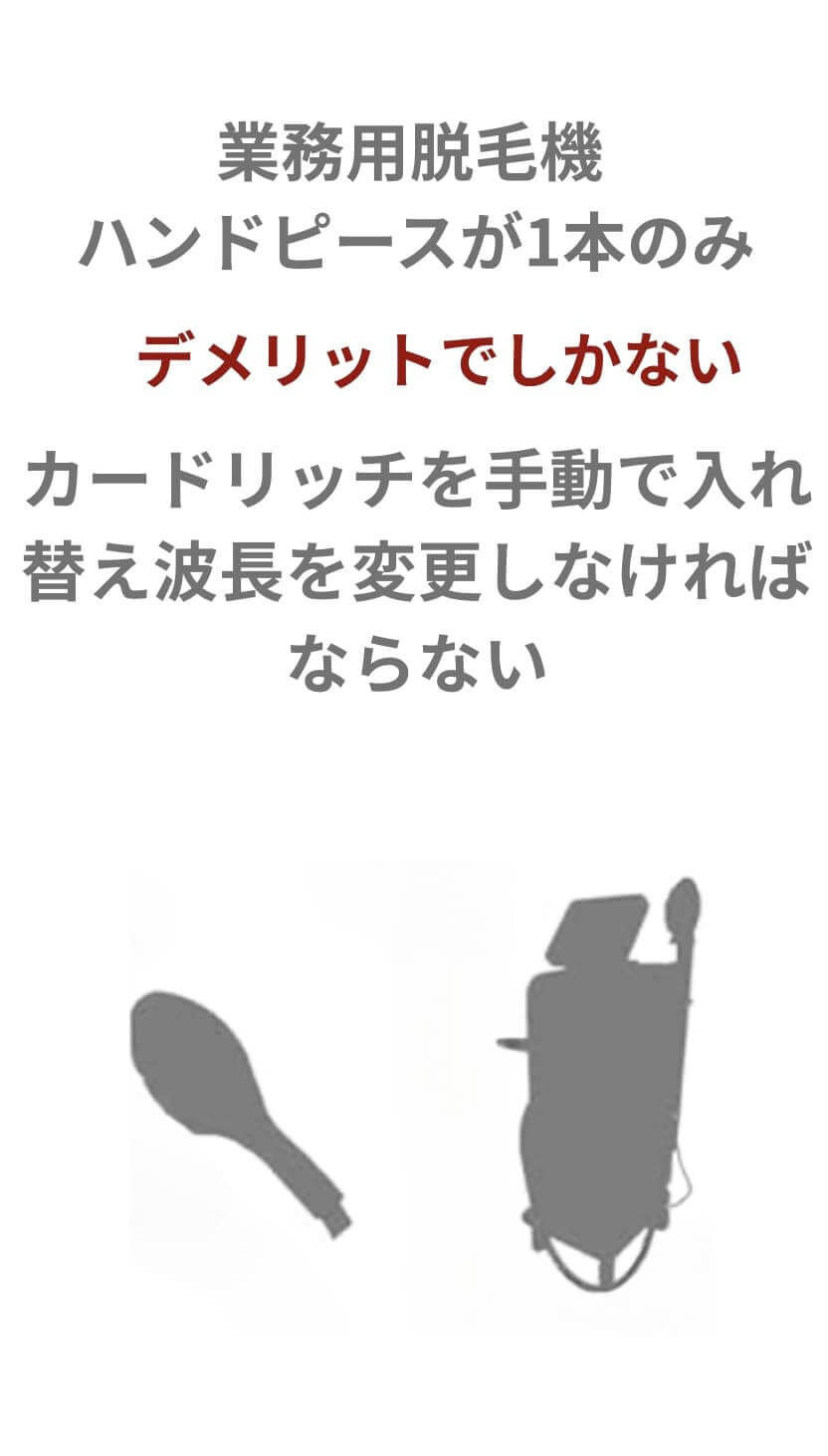 業務用脱毛機ハンドピースが１本しかない事のデメリット